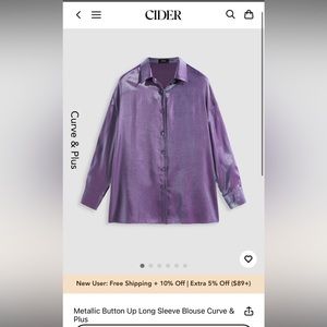 Women’s Metallic Button Up Long Sleeve Blouse